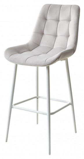 Барный стул ХОФМАН, цвет H-09 Светло-серый, велюр / белый каркас М-City в Первоуральске - pervouralsk.ok-mebel.com | фото
