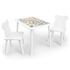Детский комплект стол и два стула Мишка Rolti Baby с накладкой Алфавит (белая столешница/белое сиденье/белые ножки) в Первоуральске - pervouralsk.ok-mebel.com | фото