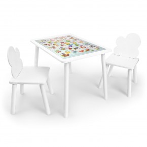Детский комплект стол и два стула Облачко Rolti Baby с накладкой Алфавит (белая столешница/белое сиденье/белые ножки) в Первоуральске - pervouralsk.ok-mebel.com | фото