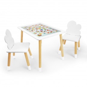 Детский комплект стол и два стула Облачко Rolti Baby с накладкой Алфавит (белая столешница/белое сиденье/береза ножки) в Первоуральске - pervouralsk.ok-mebel.com | фото 1