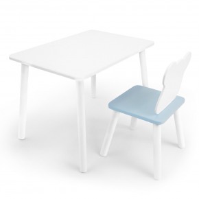 Детский комплект стол и стул «Мишка» Rolti Baby (белый/голубой, массив березы/мдф) в Первоуральске - pervouralsk.ok-mebel.com | фото
