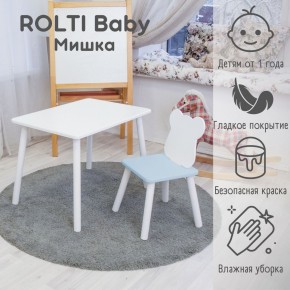 Детский комплект стол и стул «Мишка» Rolti Baby  (голубая столешница/белое сиденье/белые ножки) в Первоуральске - pervouralsk.ok-mebel.com | фото 1