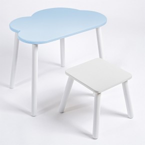 Детский комплект стол ОБЛАЧКО  и табурет Rolti Baby (голубая столешница/белое сиденье/белые ножки) в Первоуральске - pervouralsk.ok-mebel.com | фото