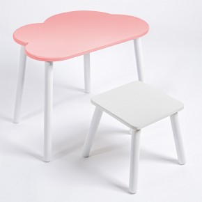 Детский комплект стол ОБЛАЧКО  и табурет Rolti Baby (розовая столешница/белое сиденье/белые ножки) в Первоуральске - pervouralsk.ok-mebel.com | фото