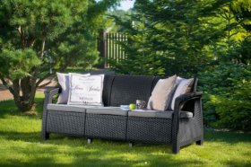 Диван пластиковый Корфу Макс (Corfu love seat max) графит в Первоуральске - pervouralsk.ok-mebel.com | фото 2