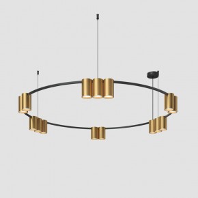 DK4067-BK+SG Подвесной светильник ORBIT, IP20, 15xGU10 LED, до 15 Вт, черный + сатинированное золото, алюминий в Первоуральске - pervouralsk.ok-mebel.com | фото