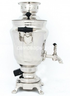 Электрический самовар из латуни никелированный на 1,5 литра форма "Тюльпан" с защитой от выкипания в Первоуральске - pervouralsk.ok-mebel.com | фото 3