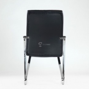 Кресло Barneo K-25 для посетителей и переговорных (хром, черная экокожа) в Первоуральске - pervouralsk.ok-mebel.com | фото 3