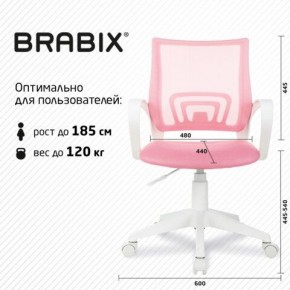 Кресло BRABIX "Fly MG-396W", с подлокотниками, пластик белый, сетка, розовое, 533008 в Первоуральске - pervouralsk.ok-mebel.com | фото 5
