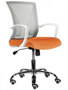 Кресло BRABIX "Wings MG-306", пластик белый, хром, сетка, серое/оранжевое, 532011 в Первоуральске - pervouralsk.ok-mebel.com | фото
