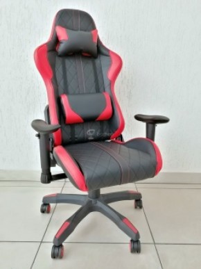 Кресло геймерское Barneo K-52 (черная экокожа красные вставки) в Первоуральске - pervouralsk.ok-mebel.com | фото
