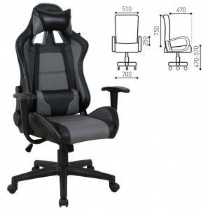 Кресло компьютерное BRABIX "GT Racer GM-100" (черное/серое) 531926 в Первоуральске - pervouralsk.ok-mebel.com | фото 2