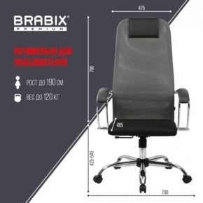 Кресло офисное BRABIX PREMIUM "Ultimate EX-800" хром, плотная двойная сетка Х2, черное/серое, 532912 в Первоуральске - pervouralsk.ok-mebel.com | фото 3