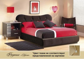 Кровать 1400 Феодосия со стразами в ткани "Конфетти кофе" (коричневый) серия Норма (+основание на опорах) в Первоуральске - pervouralsk.ok-mebel.com | фото