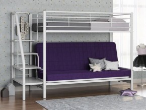 Кровать двухъярусная с диваном "Мадлен-3" (Белый/Фиолетовы) в Первоуральске - pervouralsk.ok-mebel.com | фото 1
