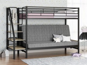 Кровать двухъярусная с диваном "Мадлен-3" (Черный/Серый) в Первоуральске - pervouralsk.ok-mebel.com | фото