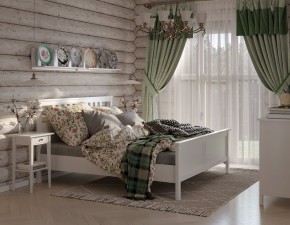Кровать Кантри двухспальная 160х200, массив сосны, цвет белый в Первоуральске - pervouralsk.ok-mebel.com | фото