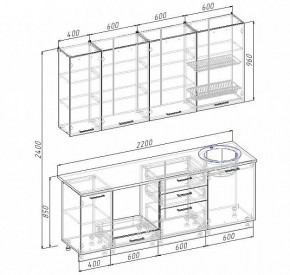 Кухонный гарнитур Антрацит 2200 (Стол. 26мм) в Первоуральске - pervouralsk.ok-mebel.com | фото 3