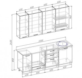 Кухонный гарнитур Вегас 2200 h950 (Стол. 38мм) в Первоуральске - pervouralsk.ok-mebel.com | фото 2