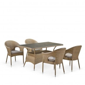 Обеденный комплект плетеной мебели T198B/Y79B-W56 Light Brown (4+1) в Первоуральске - pervouralsk.ok-mebel.com | фото