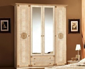 Шкаф 4-х дверный с зеркалами (02.144) Рома (беж) в Первоуральске - pervouralsk.ok-mebel.com | фото