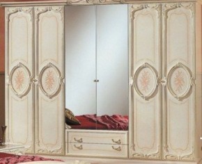 Шкаф 6-и дверный с зеркалами (01.146) Роза (беж) в Первоуральске - pervouralsk.ok-mebel.com | фото