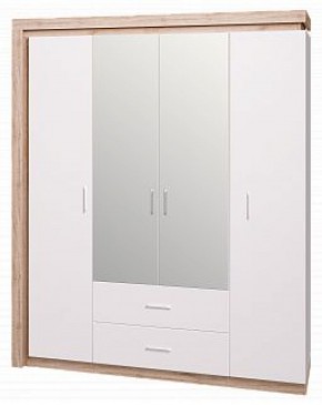 Шкаф для одежды с ящиками 4-х створчатый с зеркалом Люмен 16 в Первоуральске - pervouralsk.ok-mebel.com | фото