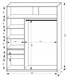 Шкаф-купе 1800 серии SOFT D1+D3+B2+PL1 (2 ящика+1штанга) профиль «Графит» в Первоуральске - pervouralsk.ok-mebel.com | фото 3