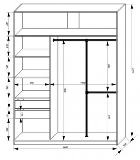 Шкаф-купе 1800 серии SOFT D8+D2+B2+PL4 (2 ящика+F обр.штанга) профиль «Графит» в Первоуральске - pervouralsk.ok-mebel.com | фото 3