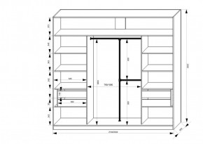 Шкаф-купе 2150 серии NEW CLASSIC K4+K4+K4+B22+PL4(по 2 ящика лев/прав+F обр.штанга) профиль «Капучино» в Первоуральске - pervouralsk.ok-mebel.com | фото 3