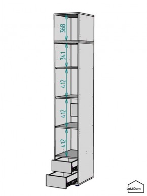 Шкаф с антресолью Linnea MHR-1A-4 2450х400х510 (Графит-М 11.1.25) в Первоуральске - pervouralsk.ok-mebel.com | фото 3