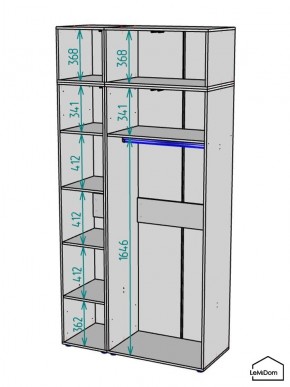 Шкаф с антресолью Linnea MHR-3A-1 2450х1200х510 (Графит-М 11.1.25) в Первоуральске - pervouralsk.ok-mebel.com | фото 3