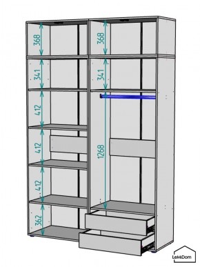 Шкаф с антресолью Linnea MHR-4A-2 2450х1600х510 (Графит-М 11.1.25) в Первоуральске - pervouralsk.ok-mebel.com | фото 3