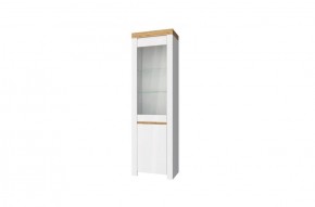 Шкаф с витриной  1V1D, TAURUS, цвет белый/дуб вотан в Первоуральске - pervouralsk.ok-mebel.com | фото