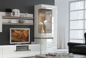 Шкаф с витриной 3D/TYP 01L, LINATE ,цвет белый/сонома трюфель в Первоуральске - pervouralsk.ok-mebel.com | фото 6