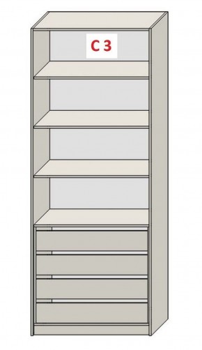 Шкаф СТАНДАРТ С3 4 ящика серия "ГЕСТИЯ" (Бело-серый/Дуб Небраска натуральный ) 800*520*2300 в Первоуральске - pervouralsk.ok-mebel.com | фото 2