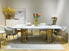 Стол CHIAVARI 220 KL-188 Контрастный мрамор матовый, итальянская керамика / Шампань, ®DISAUR в Первоуральске - pervouralsk.ok-mebel.com | фото 2