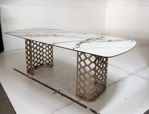 Стол CHIAVARI 220 KL-188 Контрастный мрамор матовый, итальянская керамика / Шампань, ®DISAUR в Первоуральске - pervouralsk.ok-mebel.com | фото 6