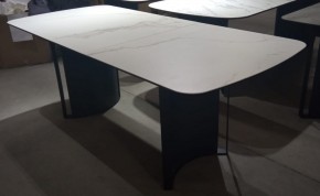 Стол RASMUS 160 TL-45 Белый мрамор, испанская керамика / черный каркас, ®DISAUR в Первоуральске - pervouralsk.ok-mebel.com | фото 2