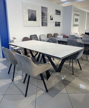 Стол RIETI 200 KL-99 Белый мрамор матовый, итальянская керамика / черный каркас, ®DISAUR в Первоуральске - pervouralsk.ok-mebel.com | фото 3