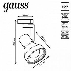 Светильник на штанге Gauss Track Light TR005 в Первоуральске - pervouralsk.ok-mebel.com | фото 6