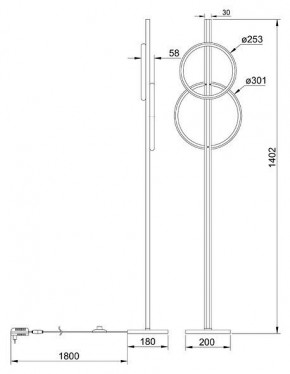 Торшер Arte Lamp Fluido A3913PN-24BK в Первоуральске - pervouralsk.ok-mebel.com | фото 2