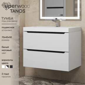 Тумба под раковину Uperwood Tanos 70 см, подвесная, белая/графит в Первоуральске - pervouralsk.ok-mebel.com | фото 3