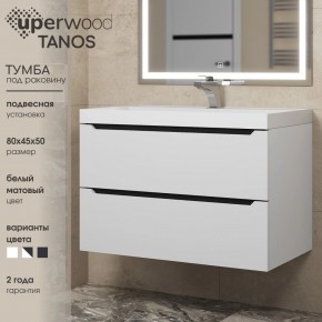 Тумба под раковину Uperwood Tanos 80 см, подвесная, белая/графит в Первоуральске - pervouralsk.ok-mebel.com | фото 3