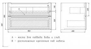 Тумба под раковину Uperwood Tanos 80 см, подвесная, белая/графит в Первоуральске - pervouralsk.ok-mebel.com | фото 7