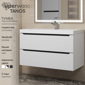 Тумба под раковину Uperwood Tanos 90 см, подвесная, белая/графит в Первоуральске - pervouralsk.ok-mebel.com | фото 3