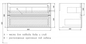 Тумба под раковину Uperwood Tanos 90 см, подвесная, белая/графит в Первоуральске - pervouralsk.ok-mebel.com | фото 7